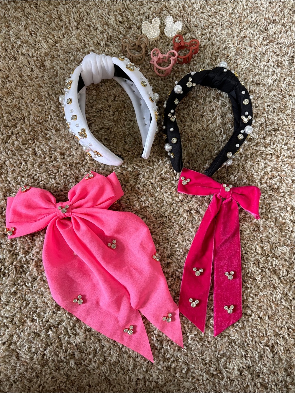 Mickey Mouse Disney Inspired Pearl & Bow Headbands, Bows & Clips